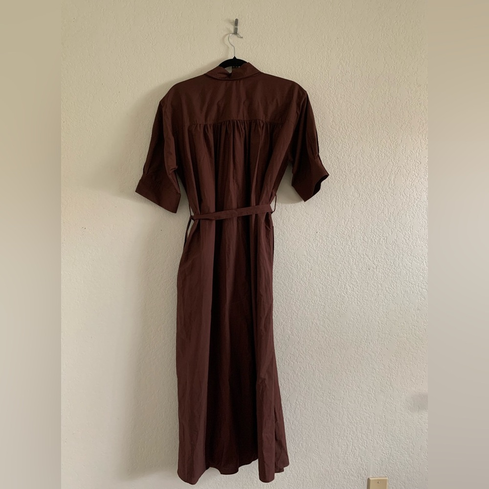 NWT Zara Brown Midi belted dress Size M - Picture 2 of 14